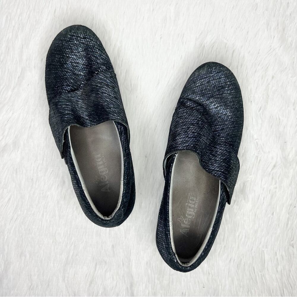 ALEGRIA / Lauryn blue metallic leather slip on comfort shoes / 40 (US 9.5-10)